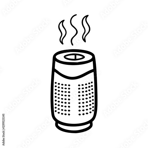 Air purifier icon with steam, modern home wellness concept