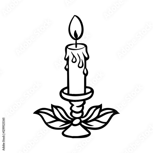 Candle holder icon with glowing flame, warm ambiance concept