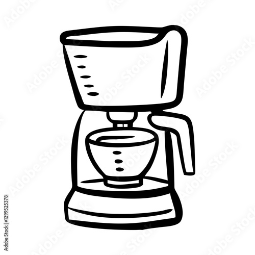 Coffee maker icon, minimalistic style, black and white concept