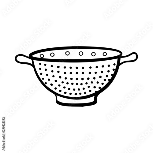 Colander icon displaying perforated design, kitchen tool concept