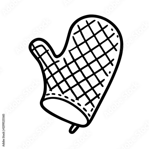 Oven mitt icon with grid pattern, kitchen safety concept
