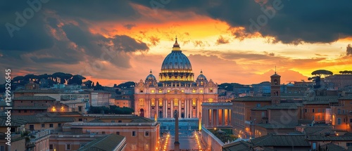 Stunning Panoramic Vista of Vatican City in Rome, Showcasing Majestic Architecture and Timeless Religious Heritage in an Iconic Urban Landscape