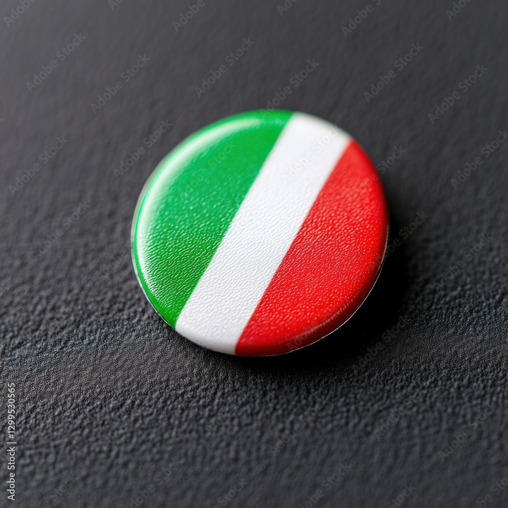 Italian Flag Button on Black Background