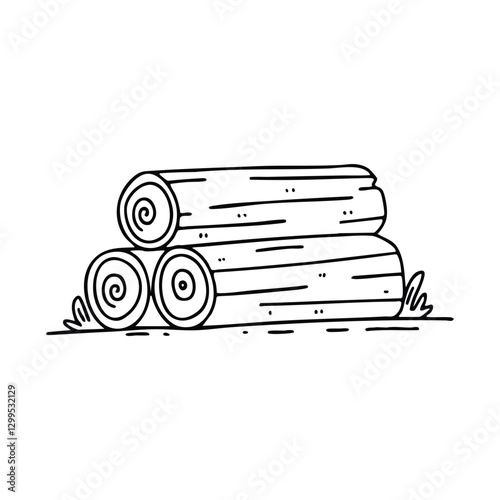 Pile of freshly cut logs stacked near a sawmill