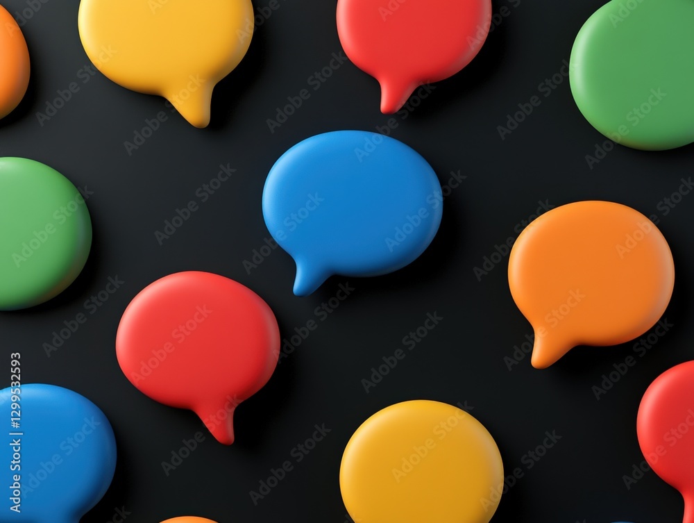 Colorful Speech Bubbles on Black Background Colorful Speech Bubbles on Black Background