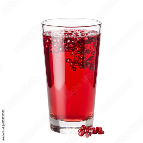 Wallpaper Mural Delicious pomegranate juice in a tall glass with floating seeds showcasing its vibrant ruby red color on a white background Torontodigital.ca