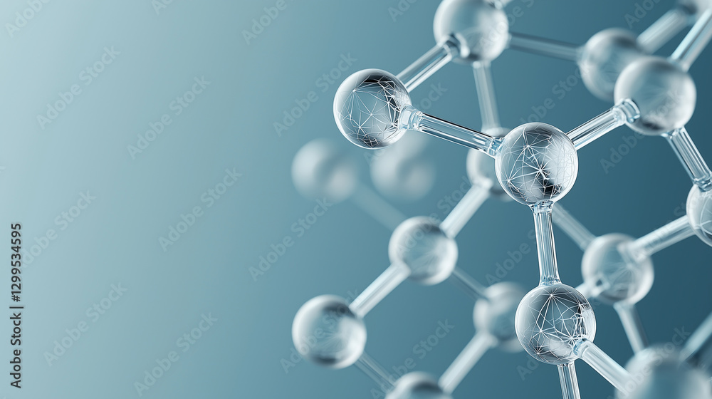 3D Illustration of Molecular Structure in Scientific Blue Background 3D Illustration of Molecular Structure in Scientific Blue Background