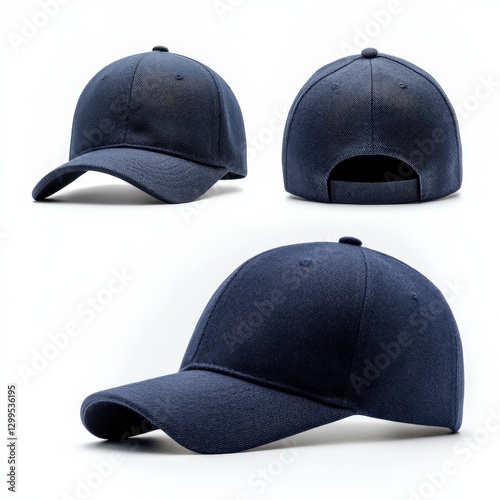navy Blue Baseball Cap on a White Background