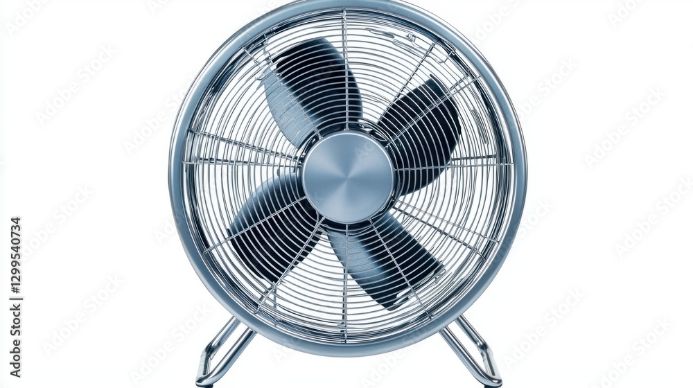 Modern Chrome Fan with Sleek Design and Efficient Air Circulation Modern Chrome Fan with Sleek Design and Efficient Air Circulation