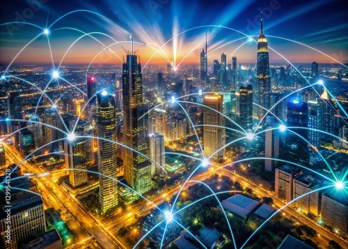 Wallpaper Mural Global Financial Network: Aerial View of Interconnected Digital Marketplace Torontodigital.ca