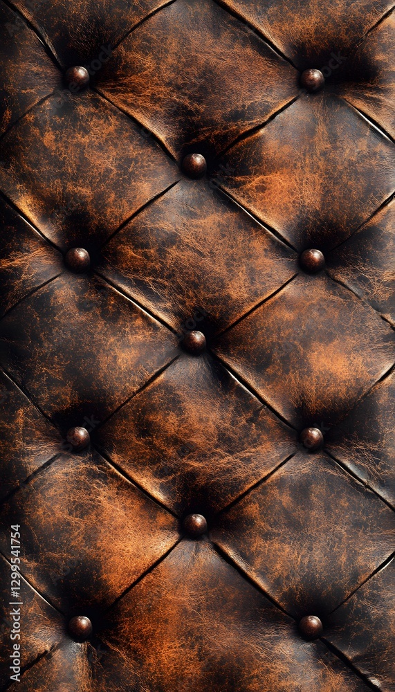 Naklejka premium Close up view of a button tufted leather surface
