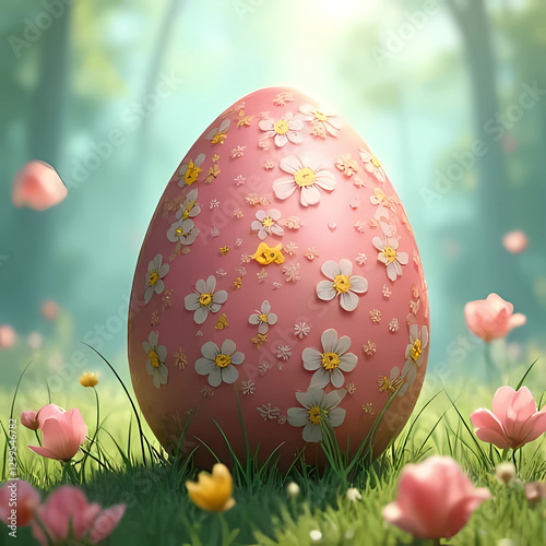 Elegant Bloom: Pink Easter Egg in Floral Paradise