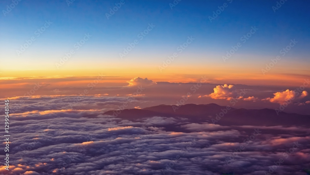 Golden sunset over clouds aerial view nature scene serene sky Golden sunset over clouds aerial view nature scene serene sky