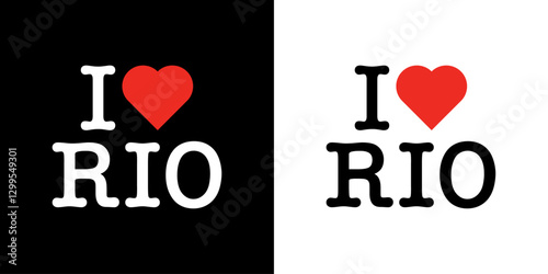 I Love RIO de Janeiro Brazil Red Heart Lettering T-Shirt Sweatshirt Digital Lettering Vector Design