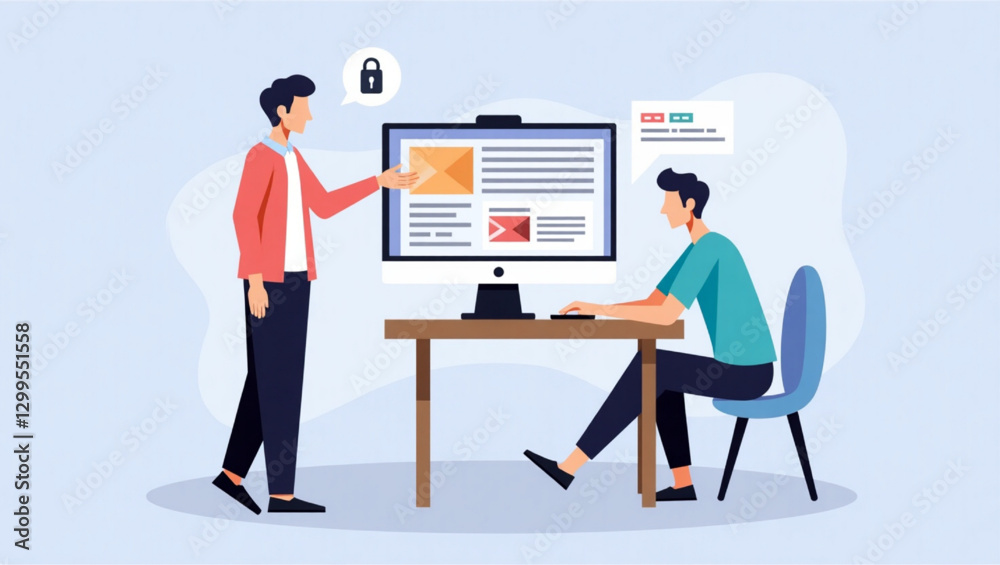 Manager sending targeted email campaigns and newsletters for customer engagement and promotion Manager sending targeted email campaigns and newsletters for customer engagement and promotion