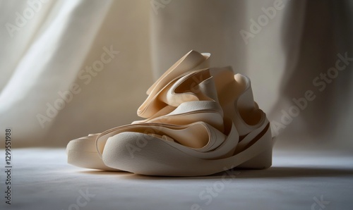 Sculptural Paper Art, Abstract Design with Creamy Layers and Subtle Shadows