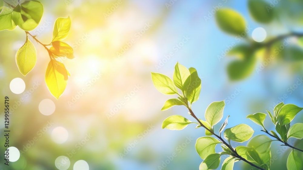 Fresh spring leaves bathed in sunlight. Fresh spring leaves bathed in sunlight.