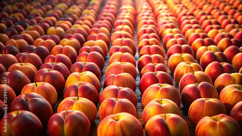 Fototapeta premium Juicy Peaches and Nectarines: Rows of Fresh Summer Fruit