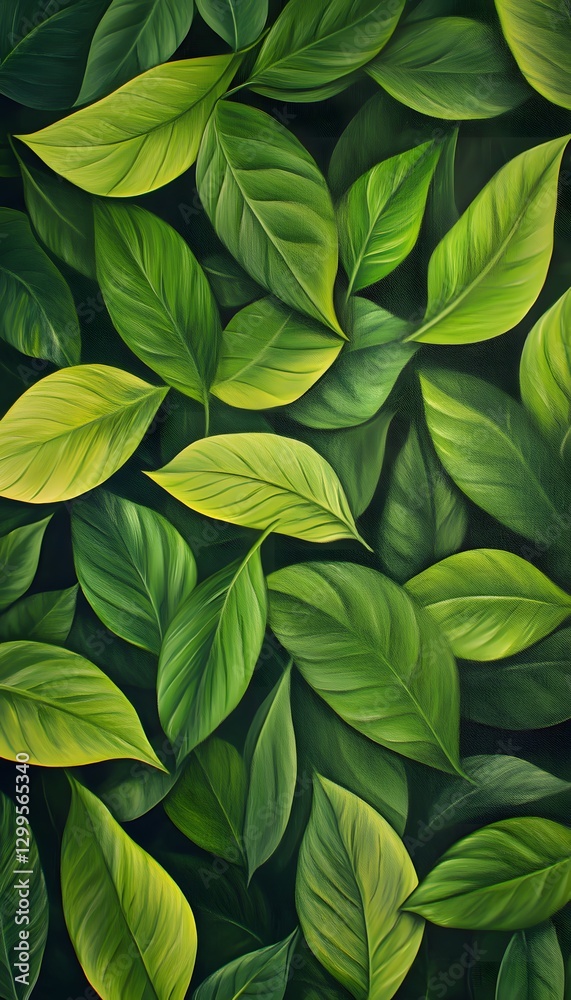A close up view displays many lush green leaves A close up view displays many lush green leaves