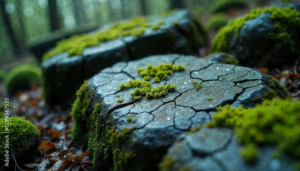 Mossy Rocks in Forest Floor - Nature Scene with Greenery Mossy Rocks in Forest Floor - Nature Scene with Greenery