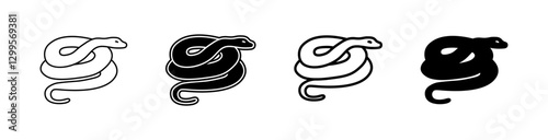 Snake silhouette icon. Black serpent vector. Curved snake design.