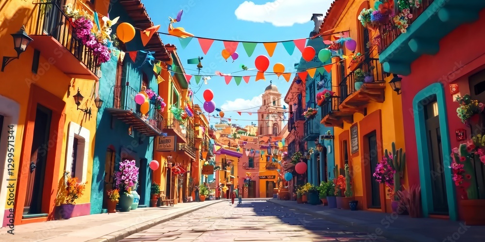 Obraz premium The lively charm of a city street in full bloom.