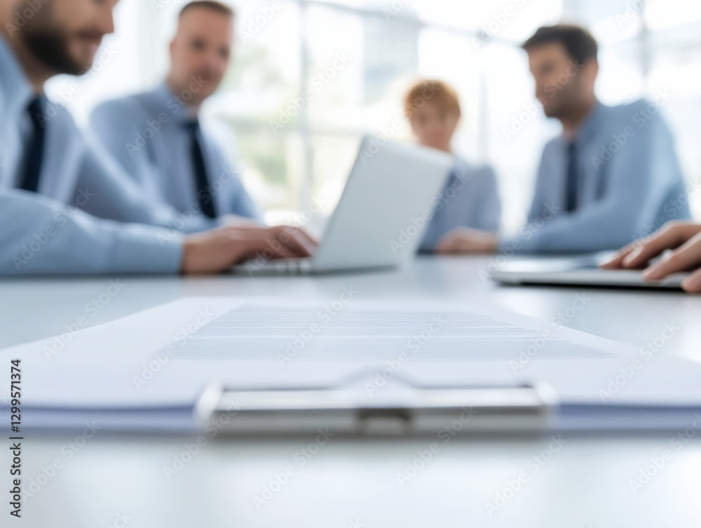 Business Meeting around Conference Table Business Meeting around Conference Table