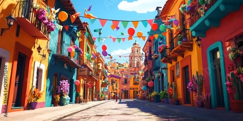 Fototapeta Naklejka Na Ścianę i Meble -  The lively charm of a city street in full bloom.