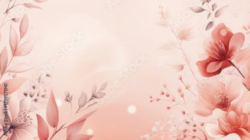 Elegant watercolor floral arrangement on soft peach background