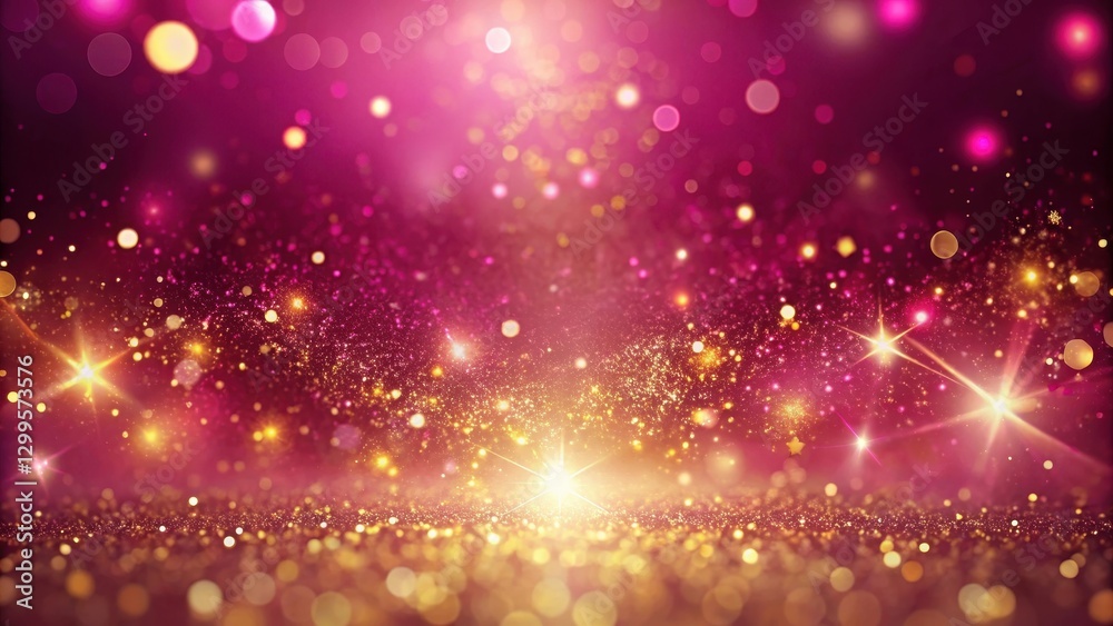 Obraz premium Vibrant pink sparkling abstract background with shimmering gold dust particles, high-tech, pink, high-tech,pink, shiny