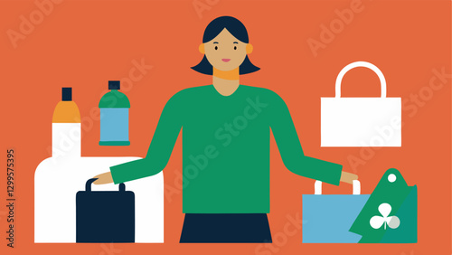 Showcasing Recycled Accessories A designer presenting a collection of handbags and accessories made from upcycled materials like plastic bottles and fabric remnants.