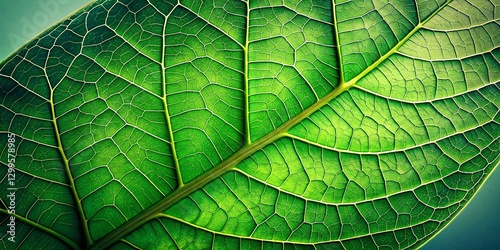 Lush Green Leaf with Intricate Vein Detail - Vibrant Nature Stock Photo