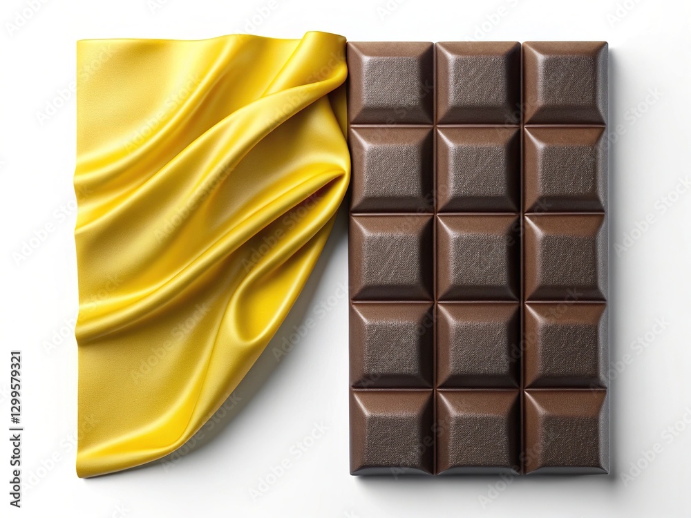 Obraz premium Chocolate Bar on Rippled Fabric, Forest Floor, Dramatic Lighting