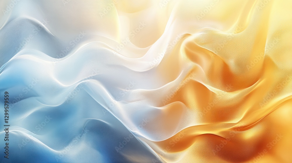 Fototapeta premium Abstract Draped Fabric in Blue and Gold