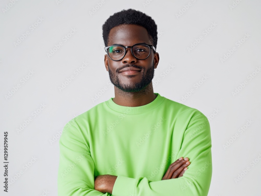 Portrait of a Man with Glasses and Arms Crossed. Portrait of a Man with Glasses and Arms Crossed.