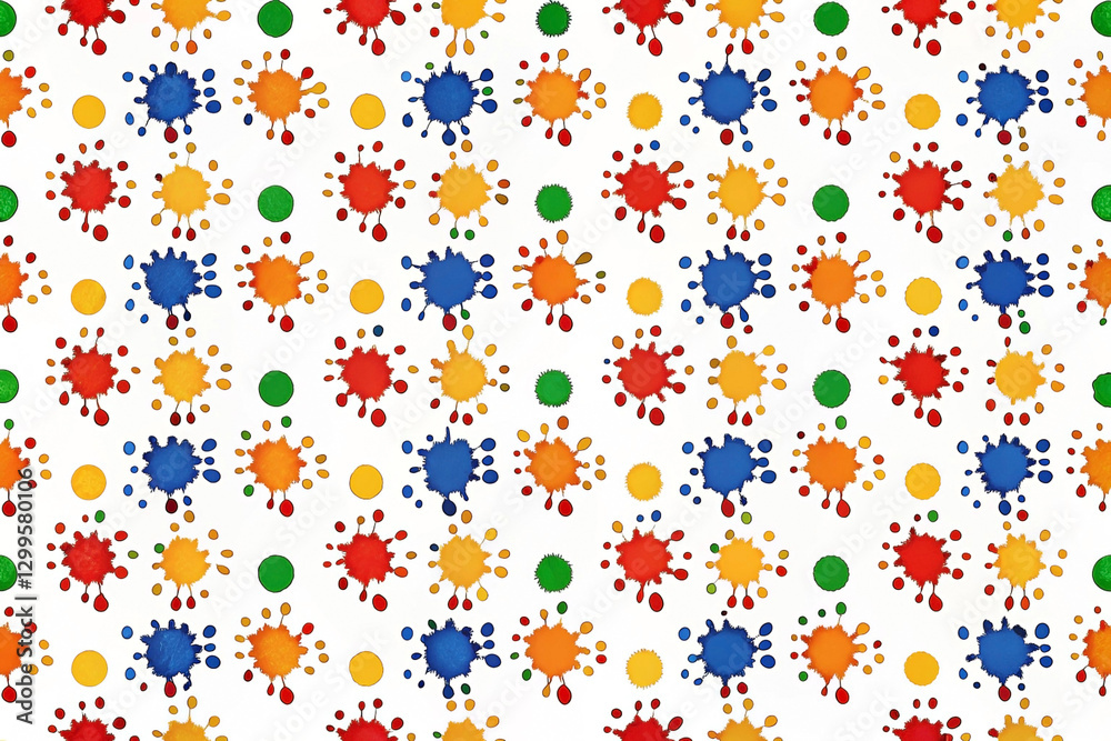 Colorful paint splatters and dots seamless pattern. Colorful paint splatters and dots seamless pattern.