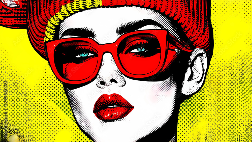 Obraz premium pop abstract vintage styled woman 
