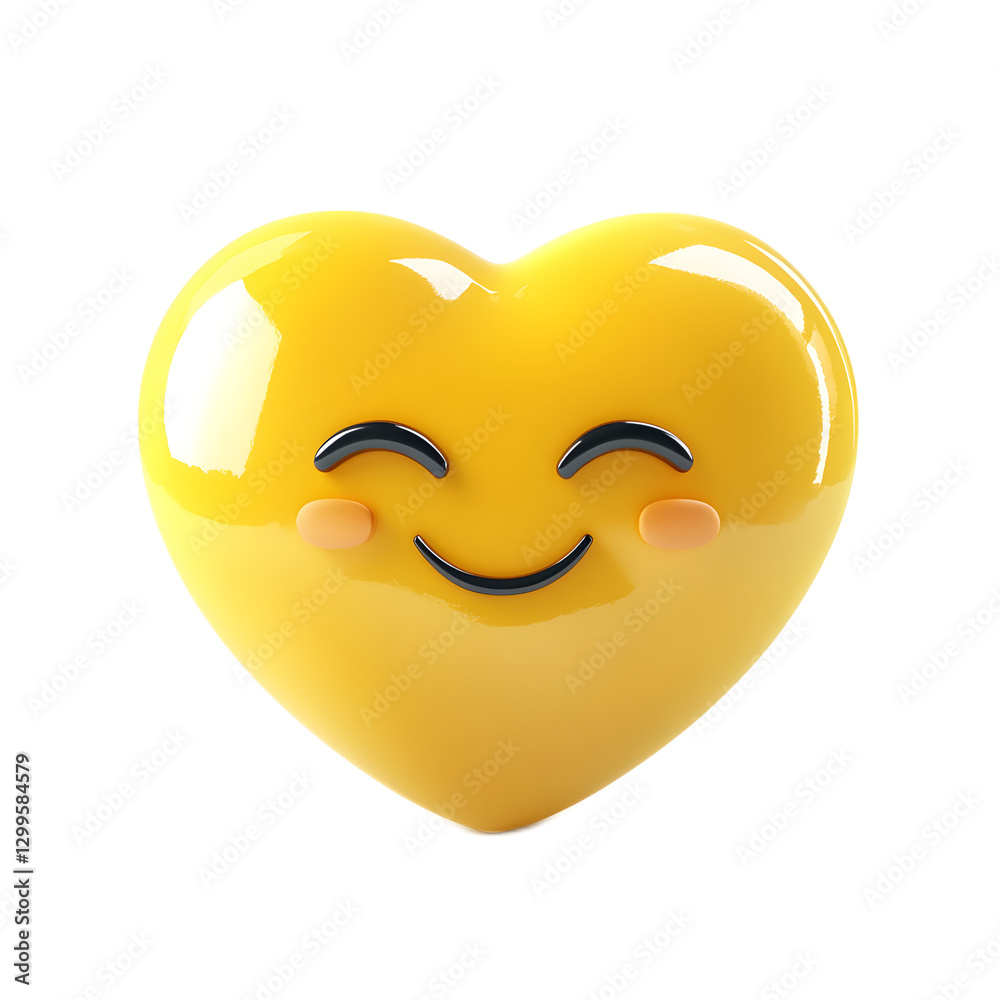 Fototapeta premium Smiling Yellow Heart Emoji with Positive Expression