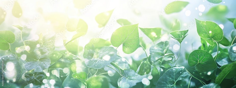 Fototapeta premium vine plant potato leaves leaf flower sweet background wall branch. white vine plant potato green tree garden foliage ivy bush creeper forest frame nature decoration climbing vegetation dark border