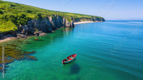 sustainable boat tour along beautiful coastline with clear water and lush greenery