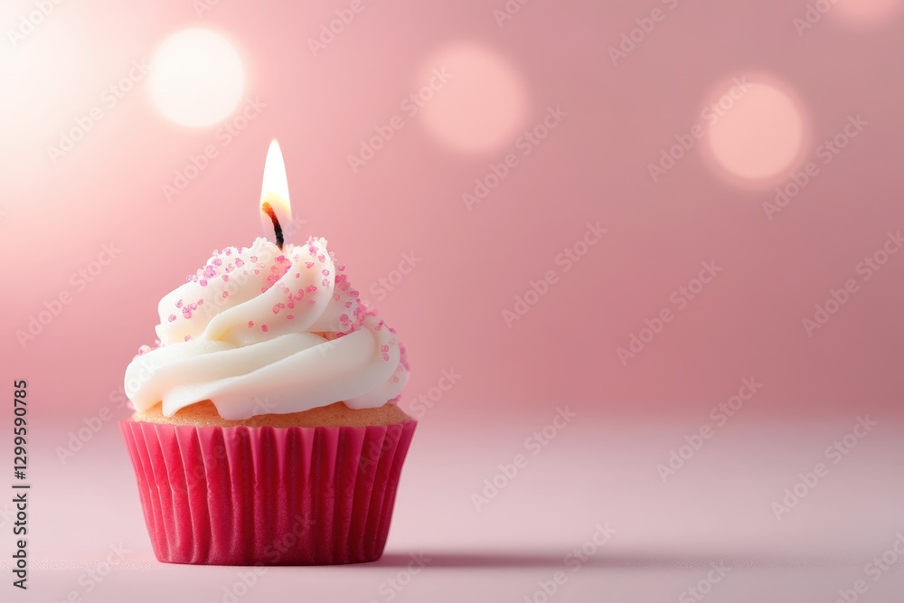 Pink Cupcake with Candle Pink Cupcake with Candle