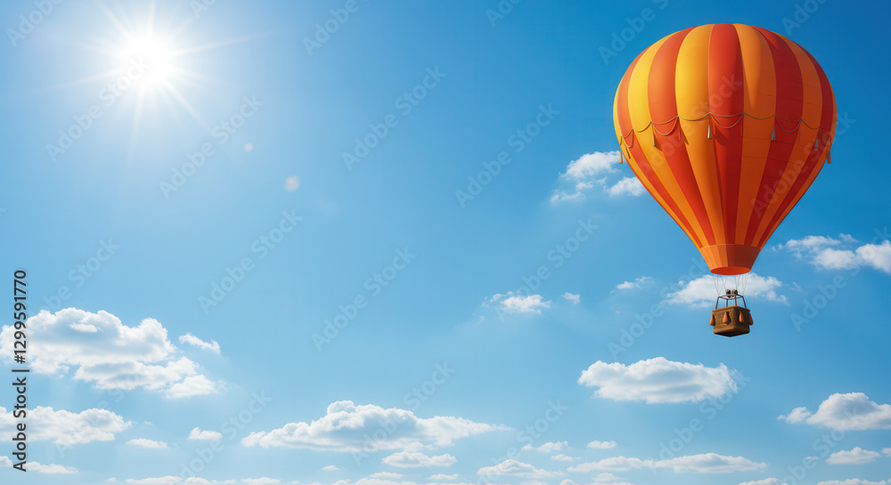 Obraz premium Colorful Hot Air Balloons Soaring Through Blue Sky and Clouds During Summer Adventure