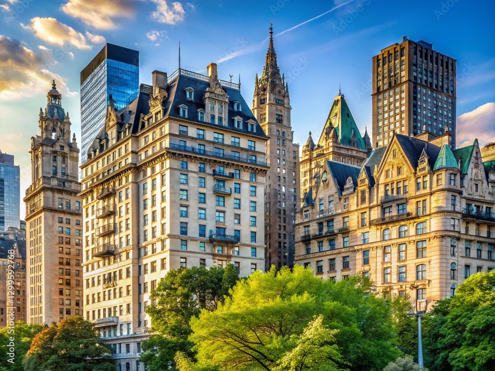 Naklejka premium Majestic Architecture near Central Park, NYC - Dakota Building View