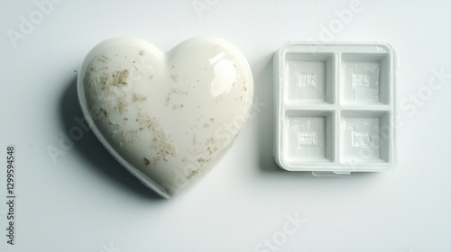 White Heart Shaped Mold   Four Section Tray  DIY Craft Supplies  Romantic  Wedding  Valent photo