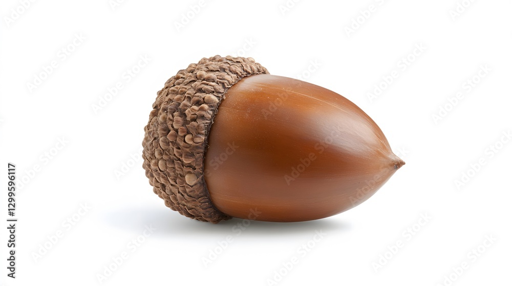 Detailed Closeup of Single Acorn Nut Isolated on White Background Detailed Closeup of Single Acorn Nut Isolated on White Background