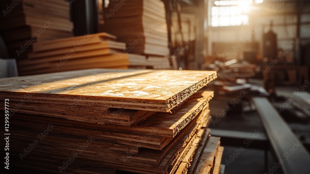 High Quality Wood Plywood Sheets Stacked in Factory Sunlight Warehouse Brown Wooden Material Lumber Construction Industry Texture Background Warm High Quality Wood Plywood Sheets Stacked in Factory Sunlight Warehouse Brown Wooden Material Lumber Construction Industry Texture Background Warm