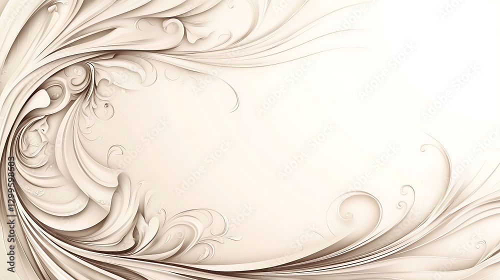 Fototapeta premium Elegant Cream Swirls Abstract Floral Design Background