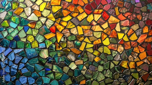Mosaic Tiles: Tiny, colorful glass or stone pieces crafted into complex patterns, often used in art, flooring, or architectural details for a timeless design.