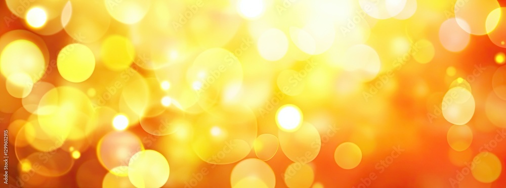 Abstract orange and yellow blurred background with bokeh lights. Background for a banner