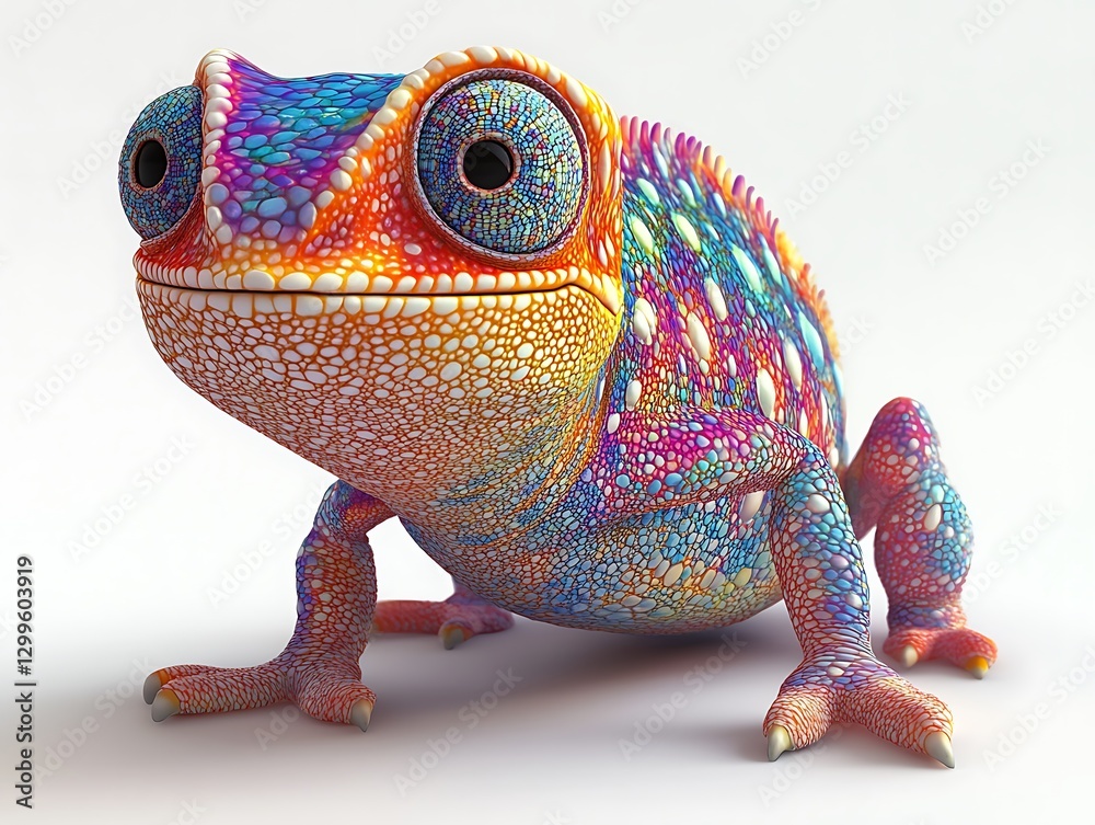 Obraz premium Colorful chameleon close-up studio animal photography bright lighting